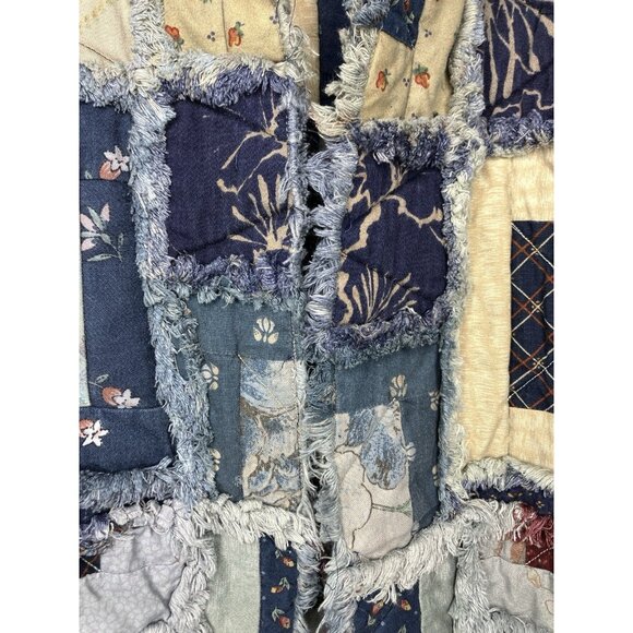 Quilted Patchwork Women's Medium Jacket Blue Artsy Boho - Picture 8 of 13